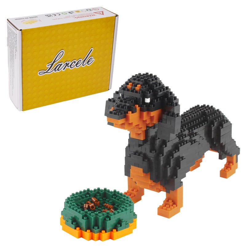 Larcele Micro Dachshund Dog Building Blocks Set Super Mini Pet Building Toy Bricks Kit, 898 Pieces KLJM-02 (Dachshund) - Image 1